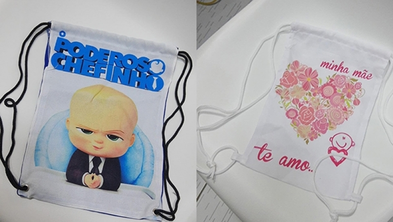 Mochila Saco em Tactel Personalizada Preços Lauro de Freitas - Mochila Saco Bebê Personalizada